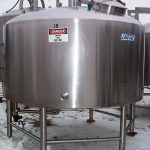 1,300 Gallon Sani Fab Stainless Steel Vertical Jacketed Agitated Processing Tank