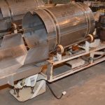 Smalley 20 in Dia S/S Coating Drum w/ Powder Applicator, Vibratory Infeed & Discharge