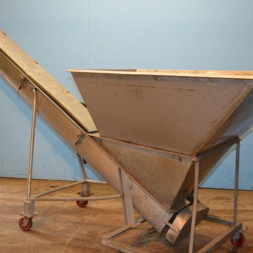 12 in Dia S/S Hydraulic Incline 57 in Discharge Height Screw Conveyor with Hopper