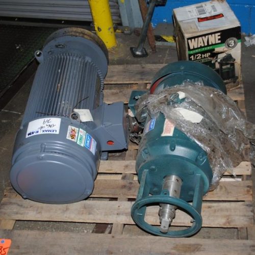 (2) Assorted Motors Including Spare Drive Motor with Pulley and Sump Pump
