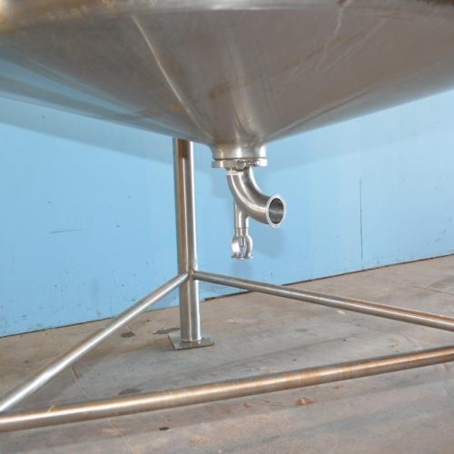 500 Gallon DCI S/S Vertical Single Wall Sweep Agitated Dish Top, Cone Bottom Tank