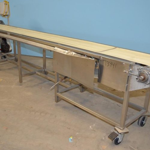 15 3/4 in W x 162 in L Vinyl Belt Conveyor with S/S Frame and Casters