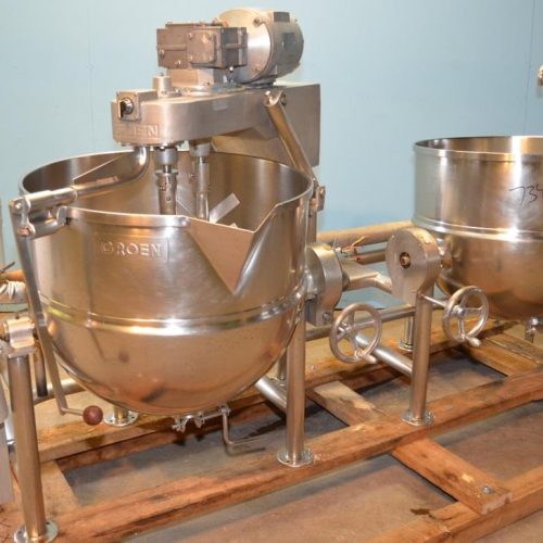 60 Gallon Groen Model DTA360SP S/S Double Motion Dual Jacketed Manual Tilting Kettles