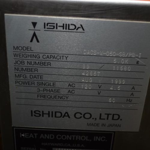 Ishida Model DACSW050SBPBI 5 Kg Max Capacity 14.5 in W x 17 in L S/S Checkweigher