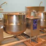 Twin 80 Gallon Cleveland Model TMKDL80T S/S Double Motion Jacketed Tilting Kettles