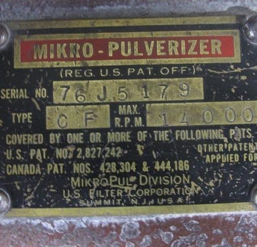 CF Bantom Mikro Pulverizer S/S Hammer Mill