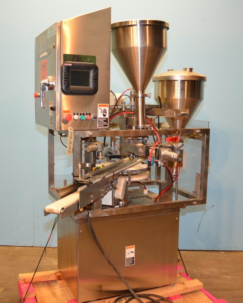 Modern Model SR8DC Twin Fill Head 40 CPM S/S Rotary Cup Filler with Overcapper
