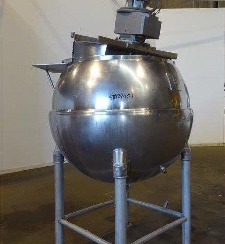 300 Gallon Groen INA300 S/S Spherical Jacketed Incline Scrape Agitated Kettle