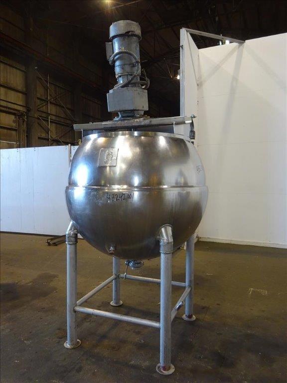 300 Gallon Groen INA300 S/S Spherical Jacketed Incline Scrape Agitated Kettle