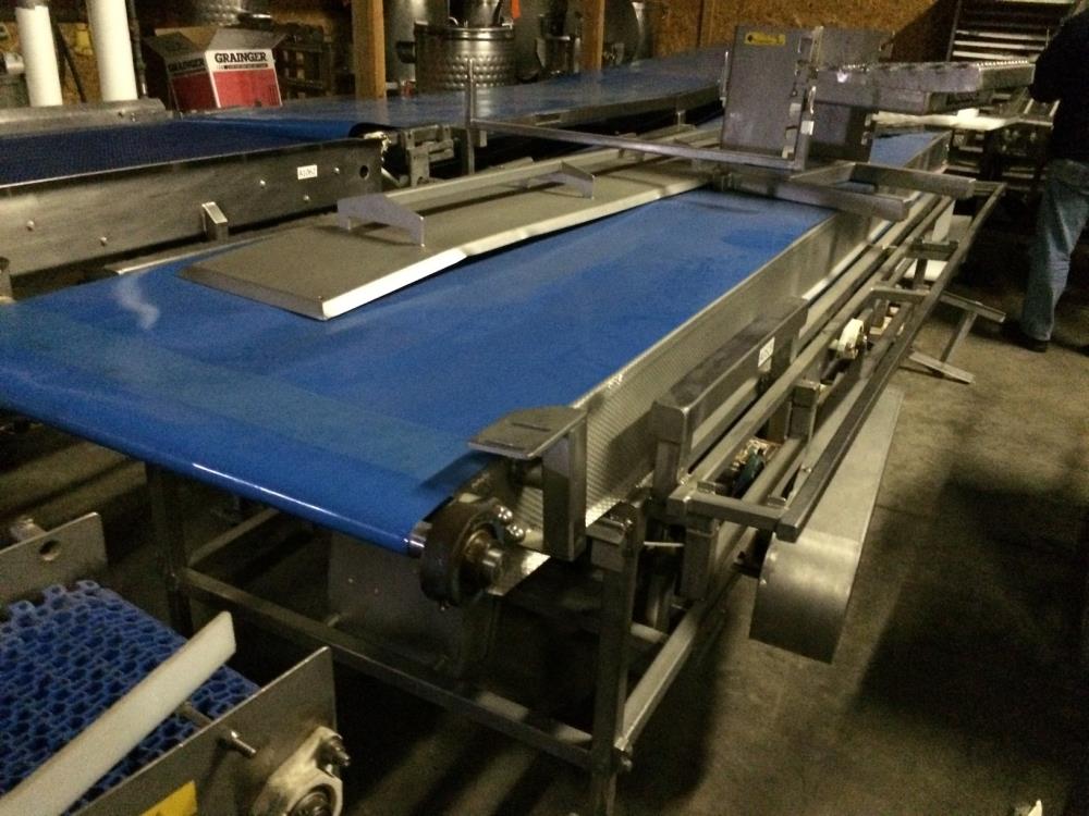 38 in W x 15 ft L Stainless Steel Conveyor with Blue Poly Belting