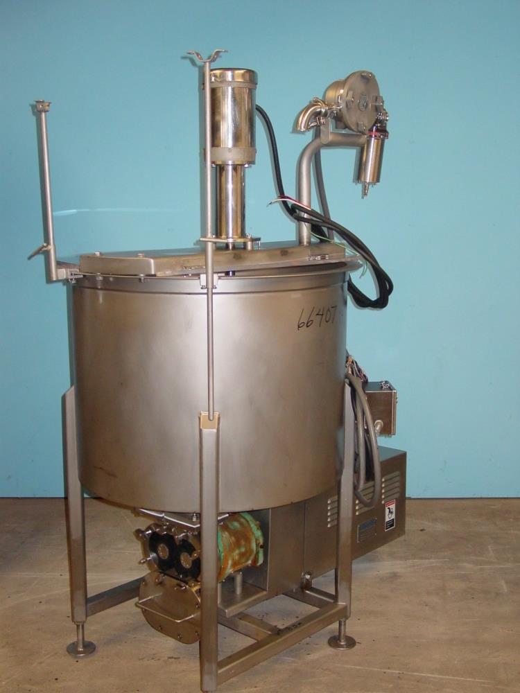 150 Gallon Cozzini Prop Agitated Suspension Mixing Tank with 5 hp PD pump Discharge
