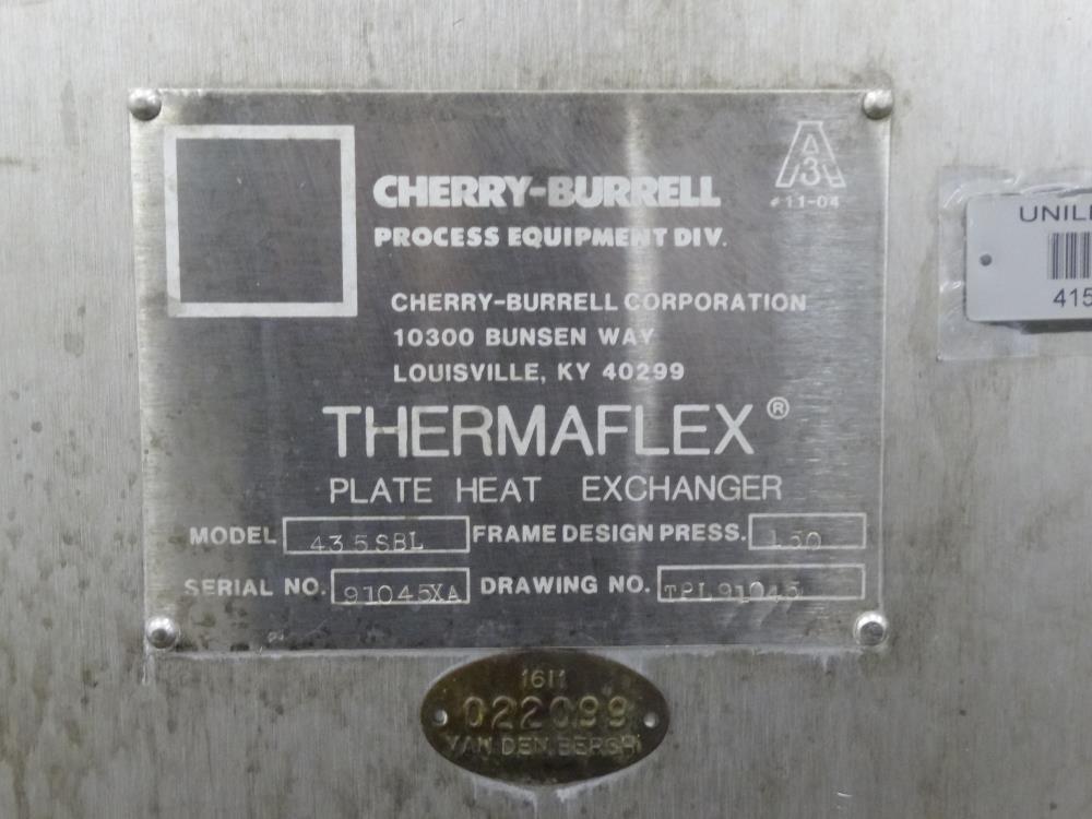 Cherry Burrell Thermaflex 152 Sq Ft S/S Plate and Frame Heat Exchanger