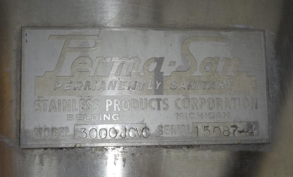 3,000 Gallon Perma San S/S Vertical Jacketed Agitated Cooker/Cooler Tank