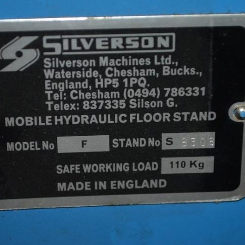 Silverson Model F Portable Hydraulic Stand For Use with High Shear Mixer