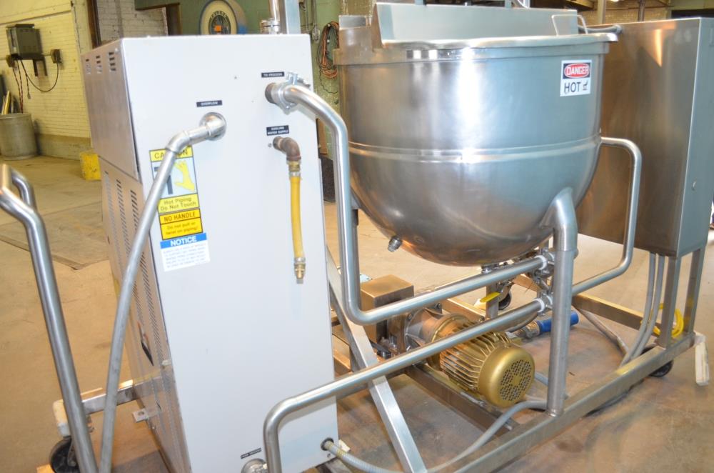 100 Gal Groen TA100SP S/S Dbl Motion Jacketed Kettle with Heater, PD Pump and Filter