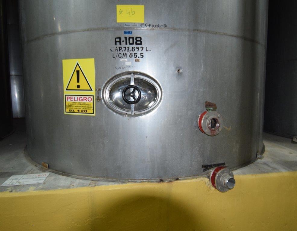 19,500 Gallons Capacity (Approx.) Vertical S/S Single Wall Tank