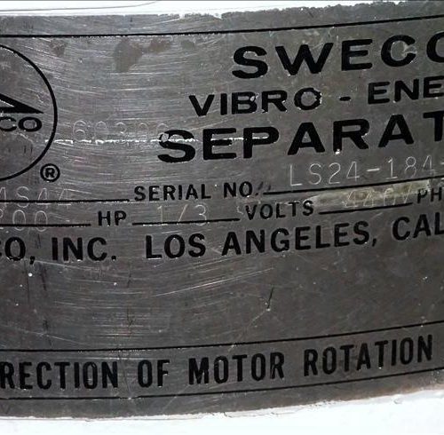 Sweco Model LS24S44, 24 in Diameter Double Deck (3) Separation Sifter Screener