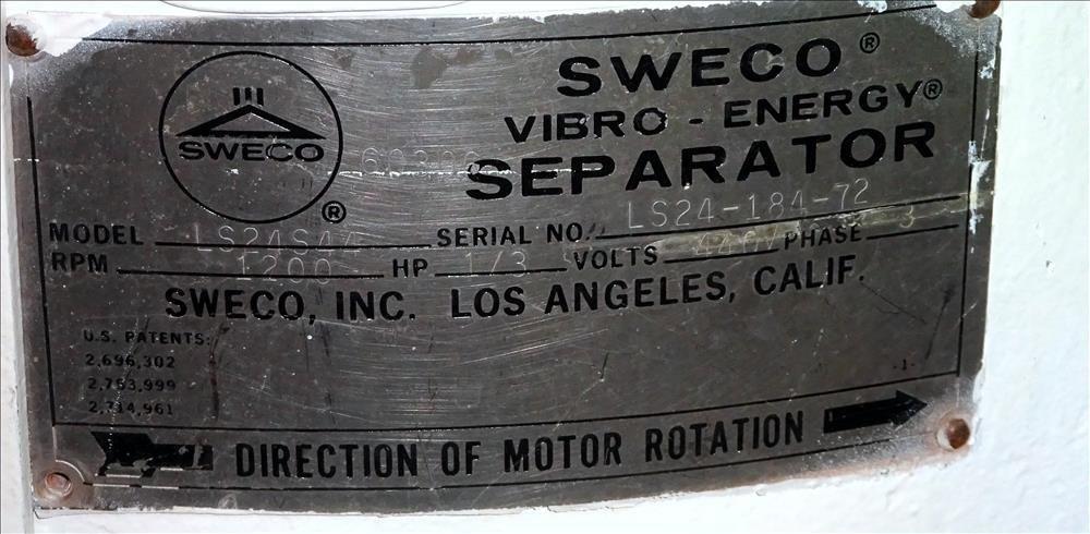 Sweco Model LS24S44, 24 in Diameter Double Deck (3) Separation Sifter Screener