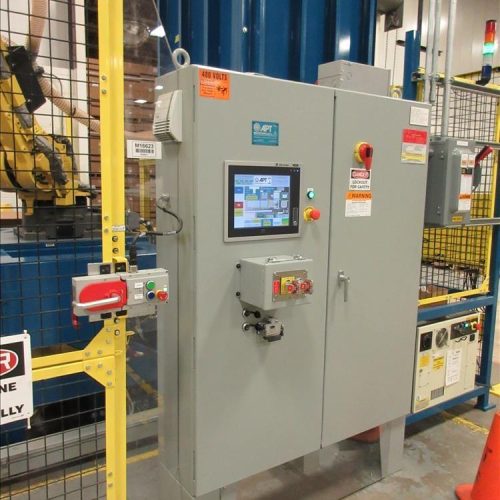 APT Manufacturing Robotic Palletizing Cell with Fanuc Model R1000 Robotic Arm