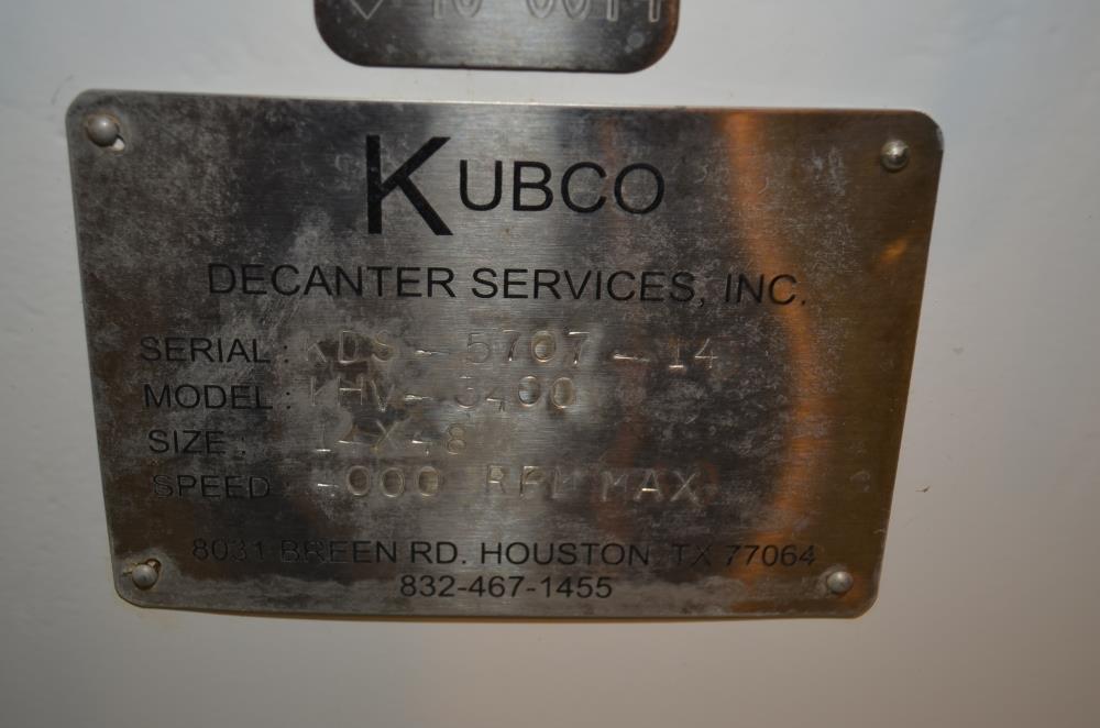 Kubco Model KHV3400 14 in Dia 4,000 RPM S/S Decanter Centrifuge