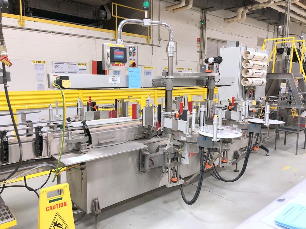 Harland Mercury 250 PPM Front and Back Pressure Sensitive Labeler w/ Redundant Heads