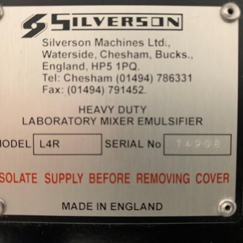 Silverson Model L4RTA S/S Bench Top High Shear Mixer