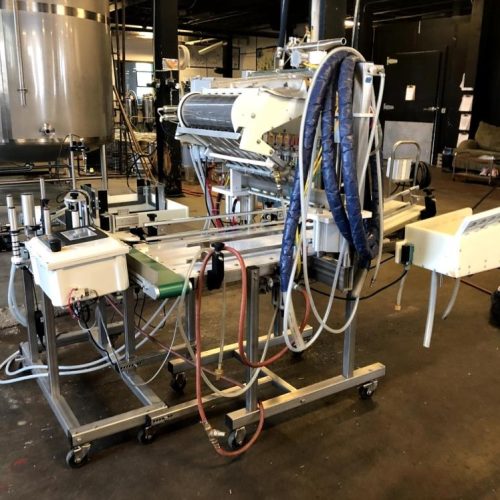 Meheen Model M6 40 BPM Bottling System with Crowner and  PS Inline Labeler