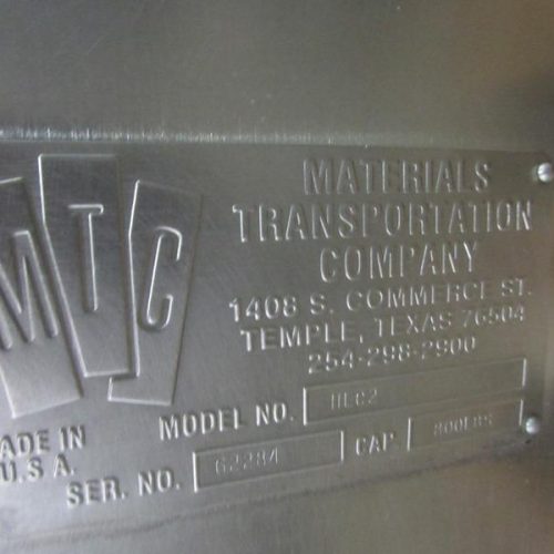 MTC Model HLC2 800 Pound Capacity S/S Column Type Tote Dumper