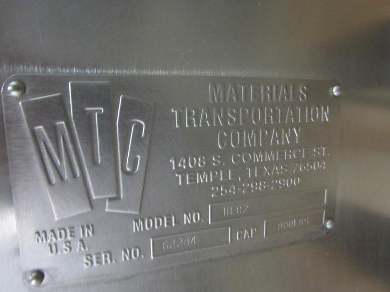 MTC Model HLC2 800 Pound Capacity S/S Column Type Tote Dumper