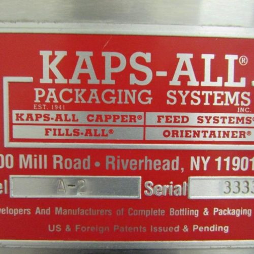 Kaps All Model A2 (6) Quill S/S Spindle Capper with Cap Hopper and Bowl Sorter