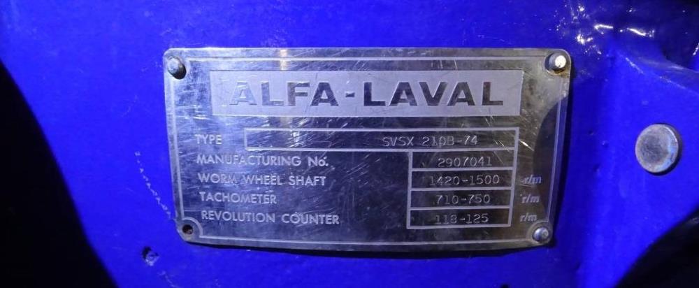 Alfa Laval Model SVSX210B74 Nozzle Disc Centrifuge
