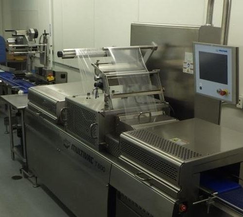Multivac T600 S/S MAP Tray Sealer with Weigh and Print Labelers