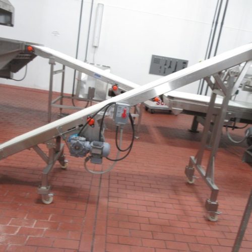 12 in W x 11 ft L Stainless Steel Frame Inclined Belt Conveyor