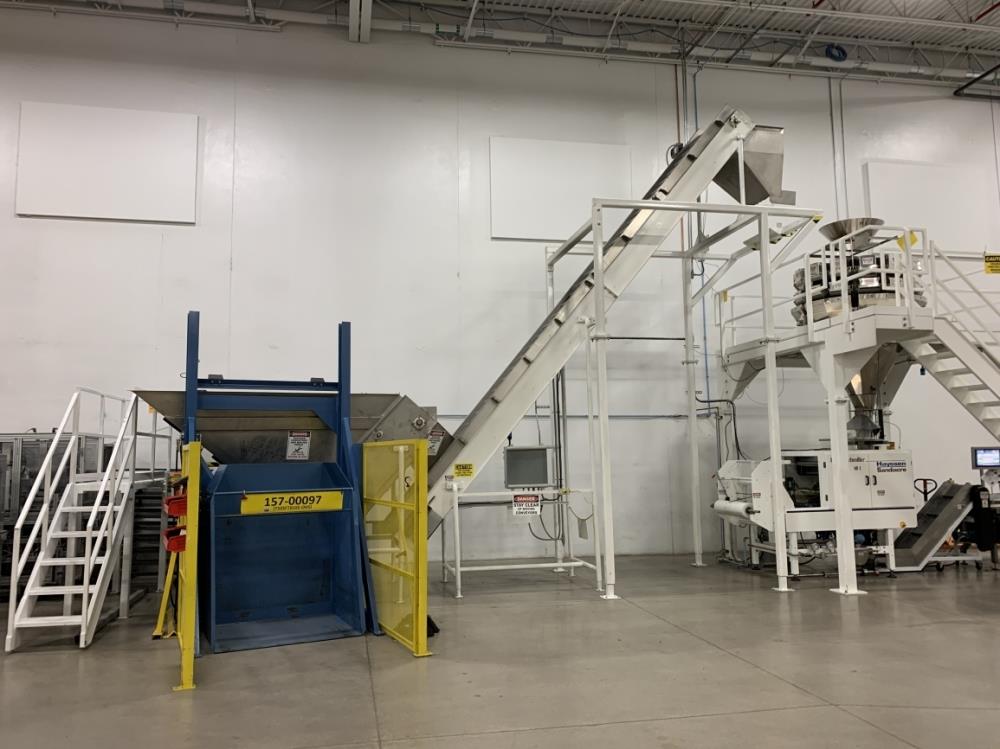 Hayssen and Yamato Complete VFFS Bagging Line w/ Dumper and Checkweigher