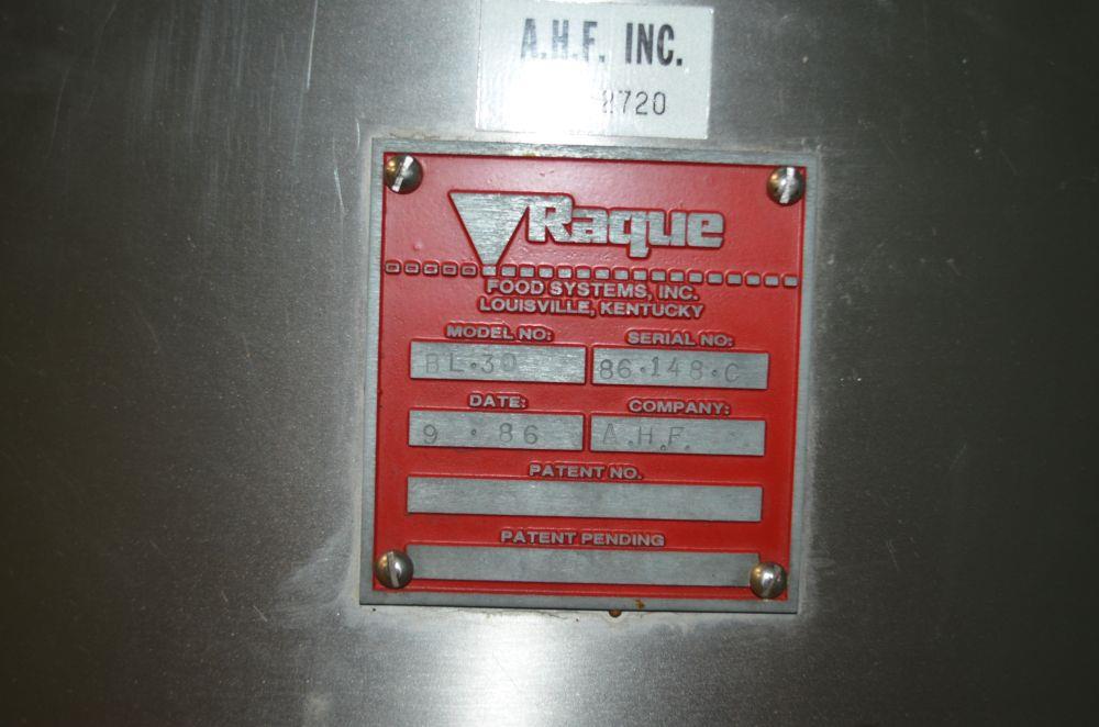 Raque Approx 10 oz Piston Filler w/ Muller 4.5 Cu Ft Jacketed Agitated Hopper