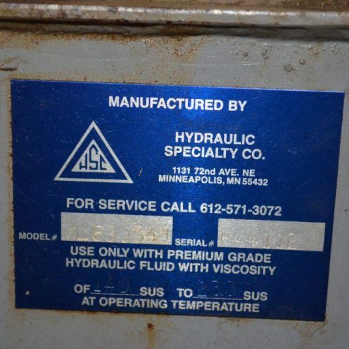 Hydraulic Specialty Company Model ML600340 Hydraulic Power Pack