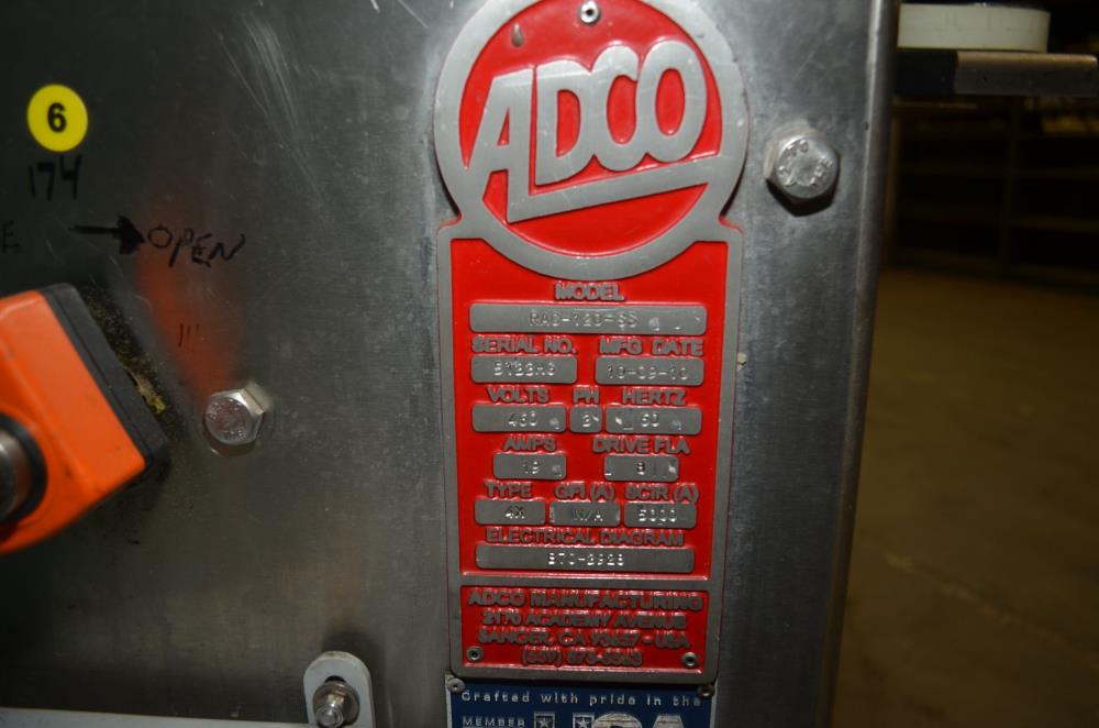 Adco Model RAC120SS High Speed S/S Tri-Seal Right Angle 120 CPM Carton Closer
