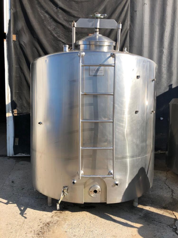 1,000 Gallon C E Howard S/S Vertical Jacketed Tank with Bottom Prop Turbine Agitation