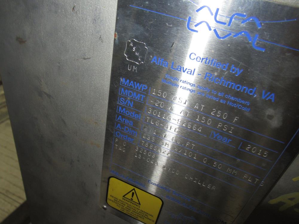 Alfa Laval Model TLGBFG S/S Plate and Frame Heat Exchanger