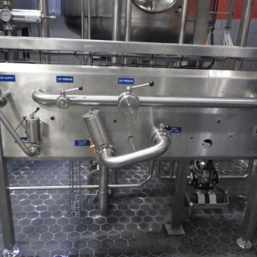 Finished Beer Processing and Distribution System w/ (2) 300 BBL Mueller Brite Tanks