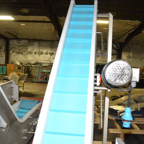 Keenline 9.5 in W Incline Conveyor with Cleated Sanitary Belting