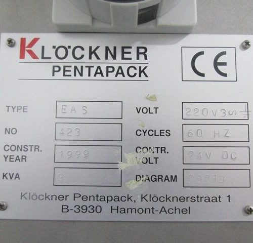 Klockner Model EAS Medipak Blister Pack Machine