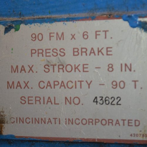Cincinnati Model 90FM 90 Ton x 6 ft Mechanical Press Brake