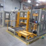 Top Tier Enclosed Single High Palletizer with Pallet Stretch Wrapper
