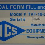 Tucs Model TVF1025C  Vertical Form  Fill Seal Machine
