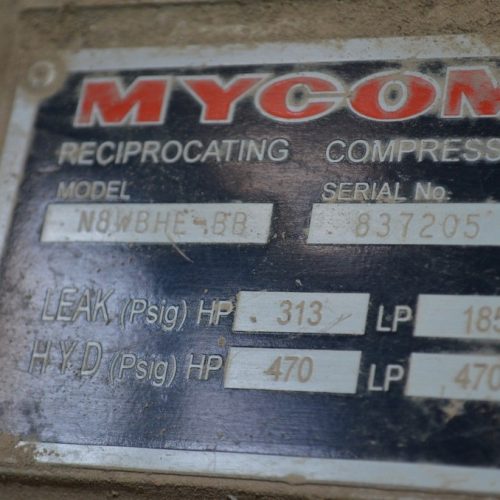 Mycom / Mayekawa Model N8WBHEBB 150HP (4) Head Skid Mounted Reciprocating Ammonia Compressor