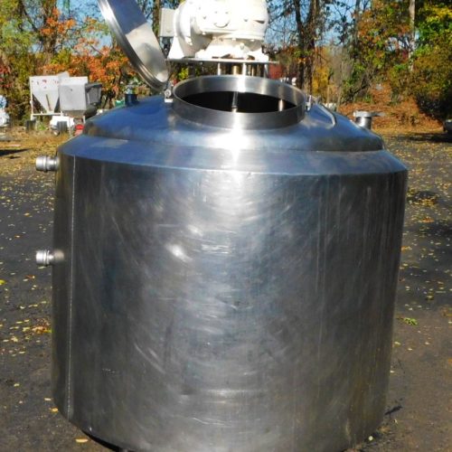 300 Gallon Creamery Package S/S Vertical Jacketed Bottom Turbine Agitated Tank.