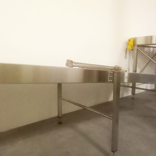 VDE Approximately 1,260mm Wide Flat Belt S/S Multi Section Ambient Cooling Conveyor System