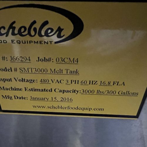 Schebler Model SMT3000 3,000 Pound Stainless Steel Chocolate Melter