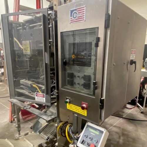 Pacmac Model 9500 S/S Vertical Form, Fill, and Seal Machine with Top Mounted Mateer Auger Filler